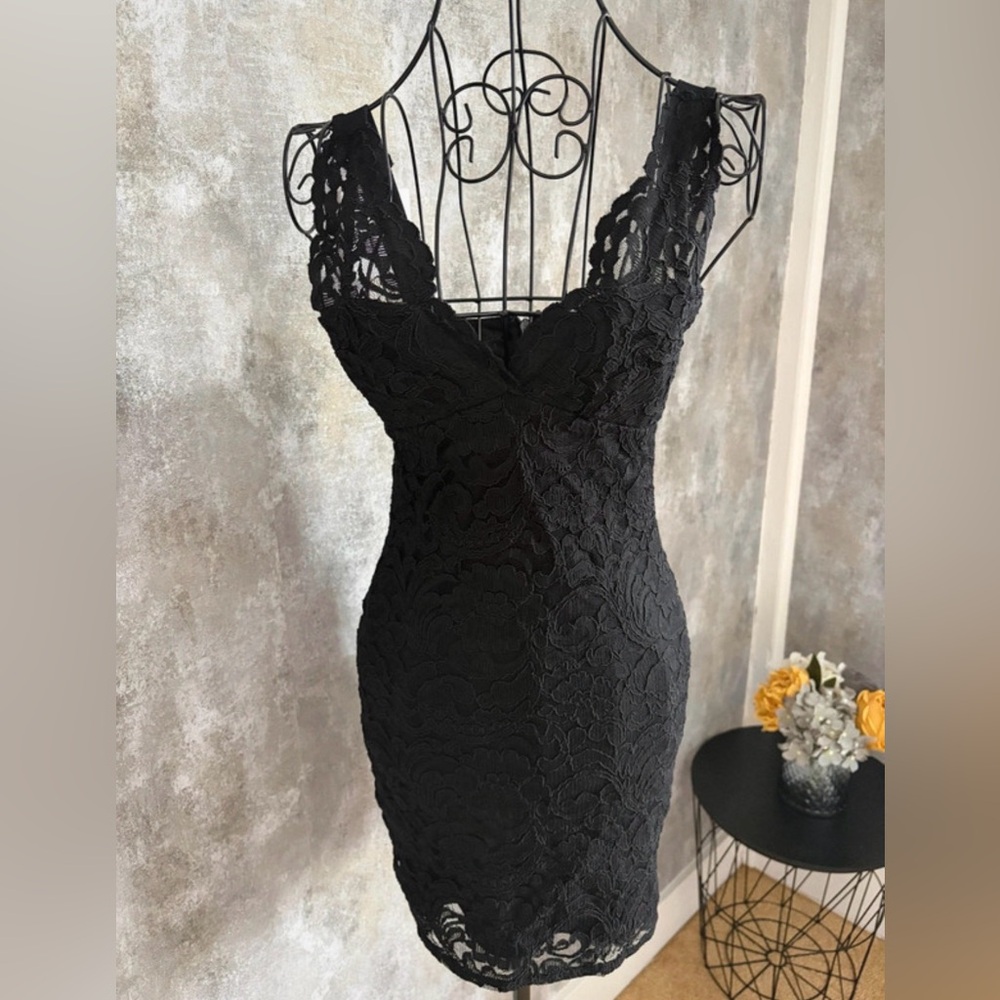 Topshop Black Lace Mini Cocktail Dress XS
